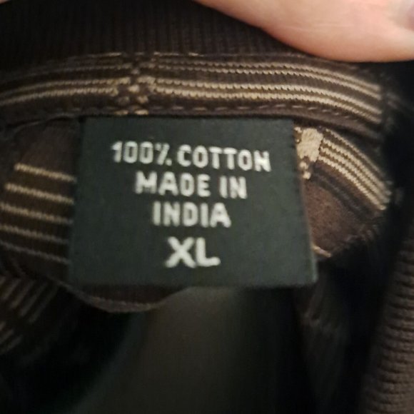 Izod Polo Shirt Mens XL Golfing XFG Golf Cotton Cool FX Brown Tan Linear Print - Picture 7 of 12